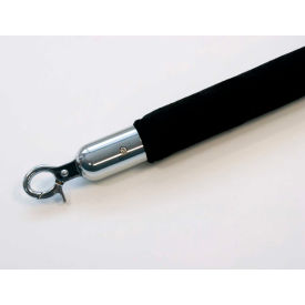 Queueway Velour Rope Black 8' With Polished Chrome Rope Ends