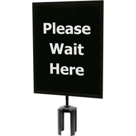 Acrylic Sign, Double Sided Economy Line, "Please Wait Here", 11"Wx14"H, Black/White