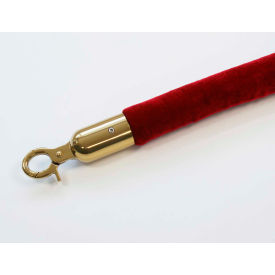 Velour Rope Red 8' With Polished Brass Rope Ends Economy Line