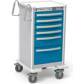 6-Drawer Aluminum Junior Tall Nurse Server Cart, Electronic Lock, Electric Blue