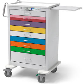 9-Drawer Steel Tall Pediatric Emergency Cart, Lever Lock, Multi-Color