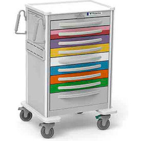 9-Drawer Aluminum X-Tall Pediatric Emergency Cart, Lever Lock, Multi-Color