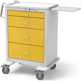 4-Drawer Steel Tall Isolation Cart, Key Lock, Yellow