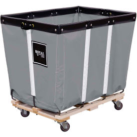 6 Bushel Gray Vinyl Truck with Wood Base and 2 Rigid/2 Swivel Casters