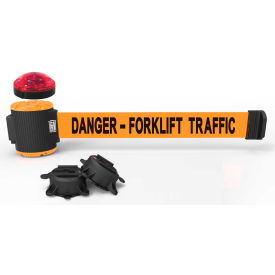 Magnetic Wall Mount Barrier, 30' Orange "Danger-Forklift Traffic" Belt
