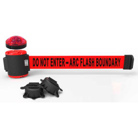 Magnetic Wall Mount Barrier W/Light Kit, 30' Red "Do Not Enter-Arc Flash" Belt