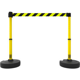 PLUS Barrier Set X2, 42" Yellow Post, 15' Black/Yellow Diagonal Stripe Belt