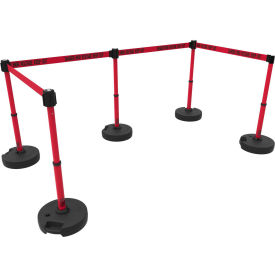 Barrier Set X5, 42" Red Post, 15' Red "Danger High Voltage Keep Out" Belt