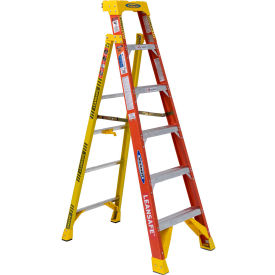 6' Fiberglass Leansafe Ladder with Plastic Tool Tray, 300 lb. Capacity - L6206