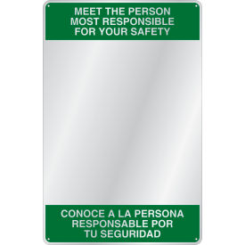 Acrylic Bi-Lingual Safety Message Mirror, Indoor, 23"x15", "Meet The Person"