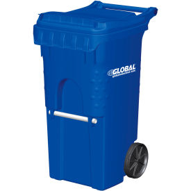 Mobile Trash Container, 35 Gallon Blue