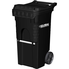 Mobile Trash Container, 35 Gallon Black