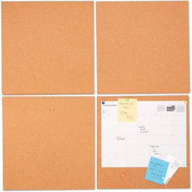 Bulletin Board Tile Panels - Natural Cork - 12" x 12" - Pack of 4
