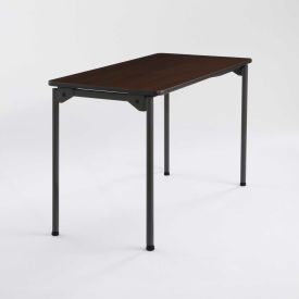 Maxx Legroom Melamine Wood Folding Table, 24" x 48", Walnut