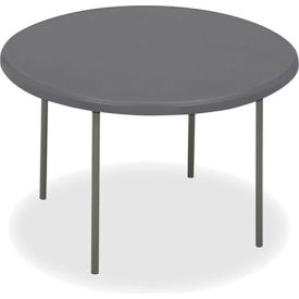 48" Round Plastic Folding Table, Charcoal
