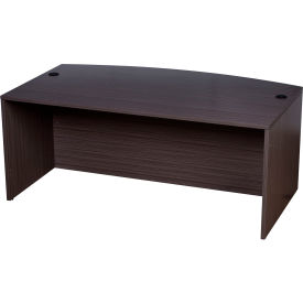 Bow Front Desk Shell - 71"W x 41"D x 29.5"H - Driftwood