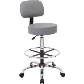 Medical-Drafting Stool with Backrest - Vinyl - Gray