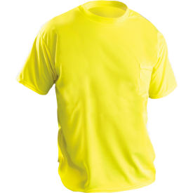 Short Sleeve Wicking Birdseye T-Shirt With Pocket Hi-Vis Yellow Large