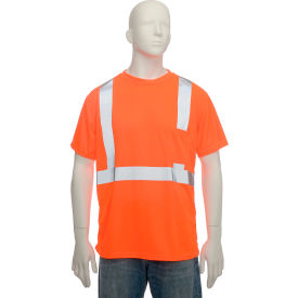 Standard Wicking Birdseye Class 2 T-Shirt with Pocket Hi-Vis Orange, XL
