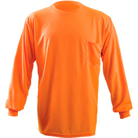 Long Sleeve Wicking Birdseye T-Shirt With Pocket Hi-Vis Orange XL