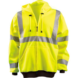 Full Zip Hoodie Sweatshirt Hi-Vis Yellow XL, LUX-HZSWT-YXL