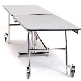 Mobile Cafeteria Table, 97"Lx30"W, Gray Top/Chrome Frame