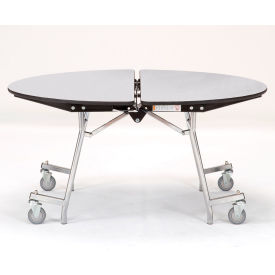 60" Round Mobile Cafeteria Table, Gray Top/Chrome Frame