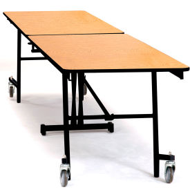 Mobile Cafeteria Table, 97"Lx30"W, Oak Top/Black Frame