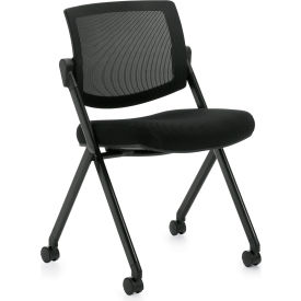Mesh Back Flip-Seat Nesting Chair - Armless - Black