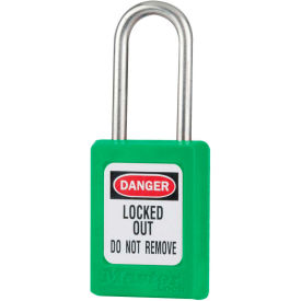 Thermoplastic Zenex Safety Padlock, 1-3/8"W x 1-1/2"H Shackle, Green