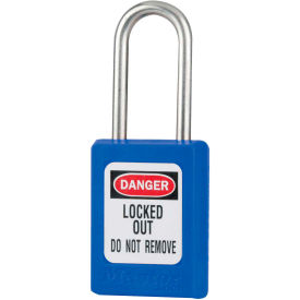 Thermoplastic Zenex S31KABLU Safety Padlock, 1-3/8"W x 1-1/2"H Shackle, Blue