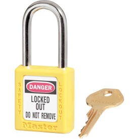 Thermoplastic Safety Padlock 1-1/2"H Shackle Yellow, 6/Set