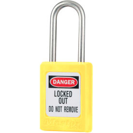 Thermoplastic Safety Padlock, 1-3/8"W x 1-1/2"H Shackle, Yellow
