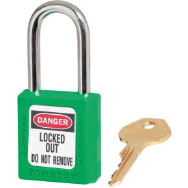 Thermoplastic Safety Padlock, 1-1/2"H Shackle, Green 3/Set
