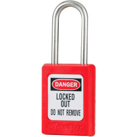 Thermoplastic Zenex S31KARED Safety Padlock, 1-3/8"W x 1-1/2"H Shackle, Red
