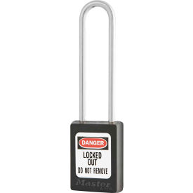 Thermoplastic Zenex S31LTBLK Safety Padlock, 1-3/8"W x 3"H Shackle, Black