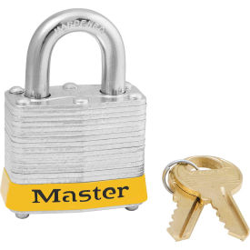 Laminated Steel Safety Padlock 1-9/16"W x 3/4"H Shackle, Yellow, 6/Set