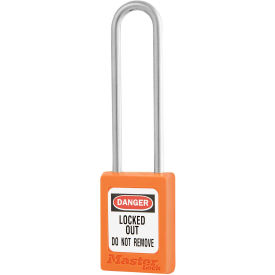 Thermoplastic Zenex Safety Padlock, 1-3/8"W x 3"H Shackle, Orange