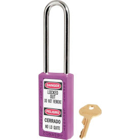 Thermoplastic Zenex Safety Padlock 1-1/2"W x 3"H Shackle, Purple