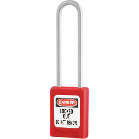 Thermoplastic Zenex S31LTRED Safety Padlock, 1-3/8"W x 3"H Shackle, Red