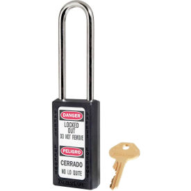 Thermoplastic Zenex Safety Padlock, 1-1/2"W x 3"H Shackle, Black