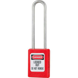 Thermoplastic Zenex S33LTRED Snap Lock Safety Padlock, 1-3/8"W x 3"H, Red