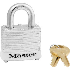 3LHWHT Laminated Steel Safety Padlock, 1-9/16"W x 2"H Shackle, White