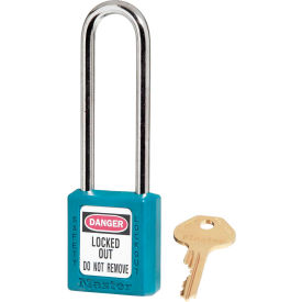 Thermoplastic Zenex Safety Padlock, 3"H Shackle, Teal
