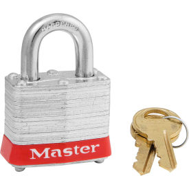 3LHRED Laminated Steel Safety Padlock, 1-9/16"W x 2"H Shackle, Red