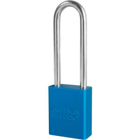 Aluminum Safety Padlock, 1-1/2"W x 3"H Shackle, Blue