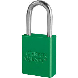 Aluminum Safety Padlock, 1-1/2"W x 1-1/2"H Shackle, Green