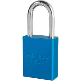 Aluminum Safety Padlock, 1-1/2"W x 1-1/2"H Shackle, Blue