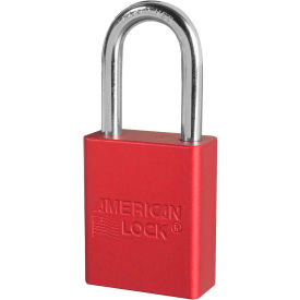 Aluminum Safety Padlock, 1-1/2"W x 1-1/2"H Shackle, Red