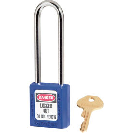 Thermoplastic Zenex Safety Padlock, 3"H Shackle, Blue
